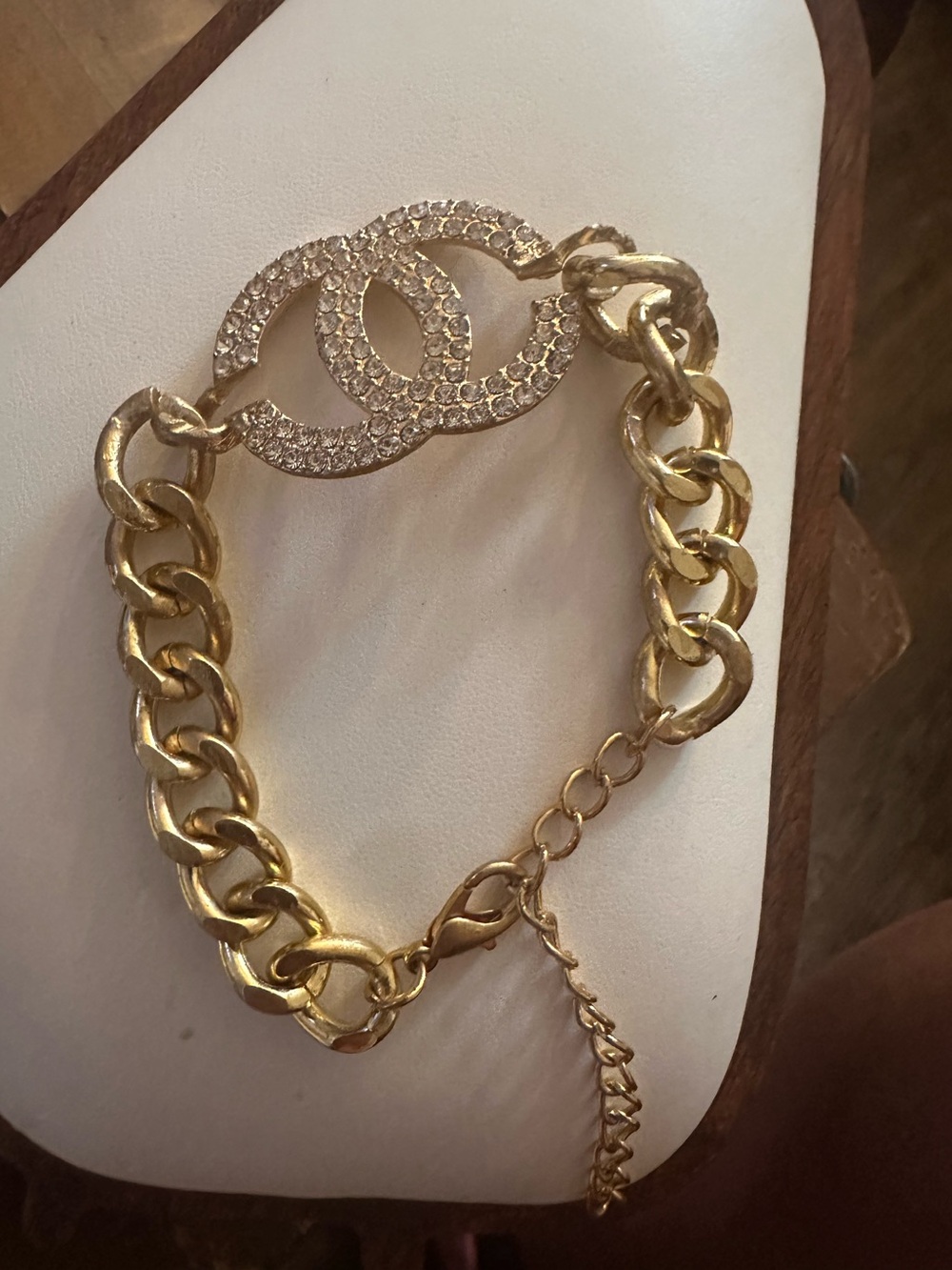 Fashion Jewelry Gold-Tone Crystal Link Bracelet
